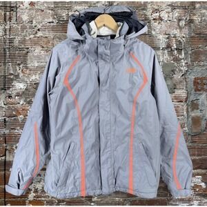 The North Face Jacket Womens Large Gray Hooded Rain Coat Water Resistant Outdoor